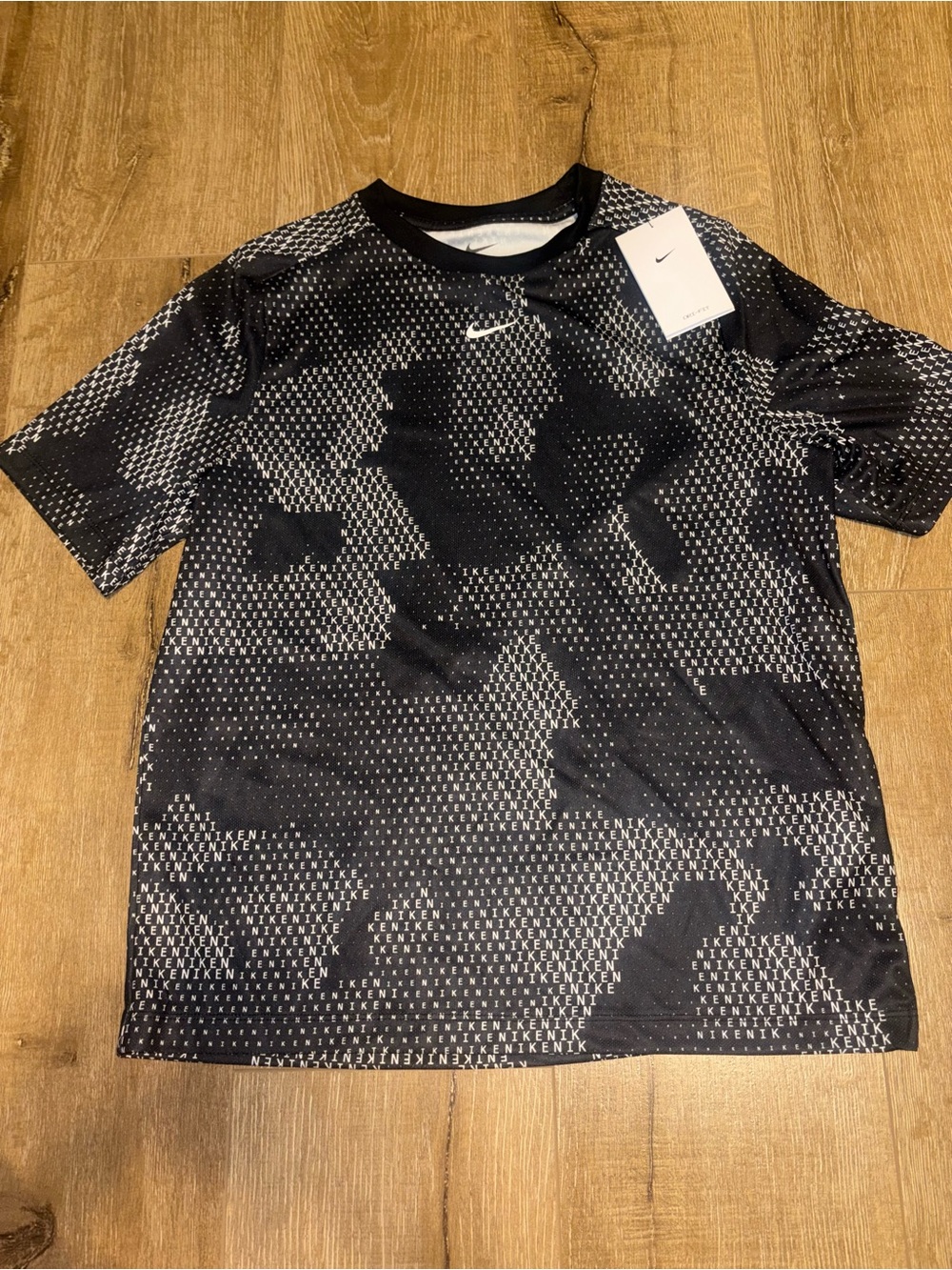 Nike Kids Black Patterned Dri-FIT Short Sleeve Shirt